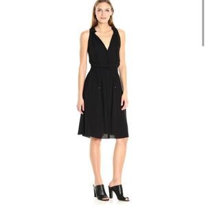 THEORY Ritah Classic 100% Silk Georgette Sleeveless Goddess Black Dress Size 2